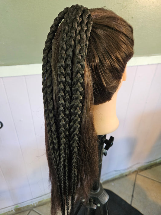 24 Inch Handmade Braided Ponytail Extension | Elastic Hair Tie Braid | Synthetic Hair | Ready to Wear Hair Accessory