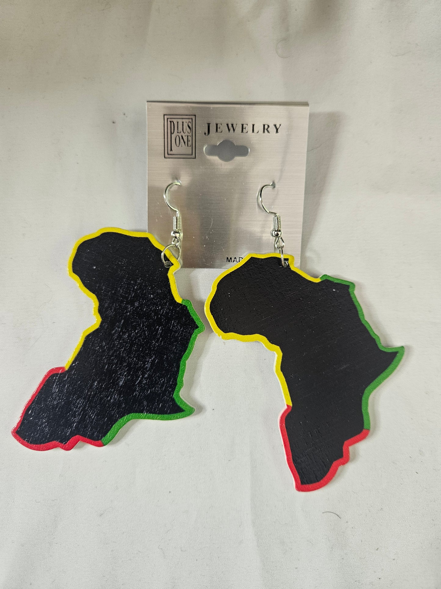 Africa Map Statement Earrings – Red, Gold & Green Handmade Dangle Earrings
