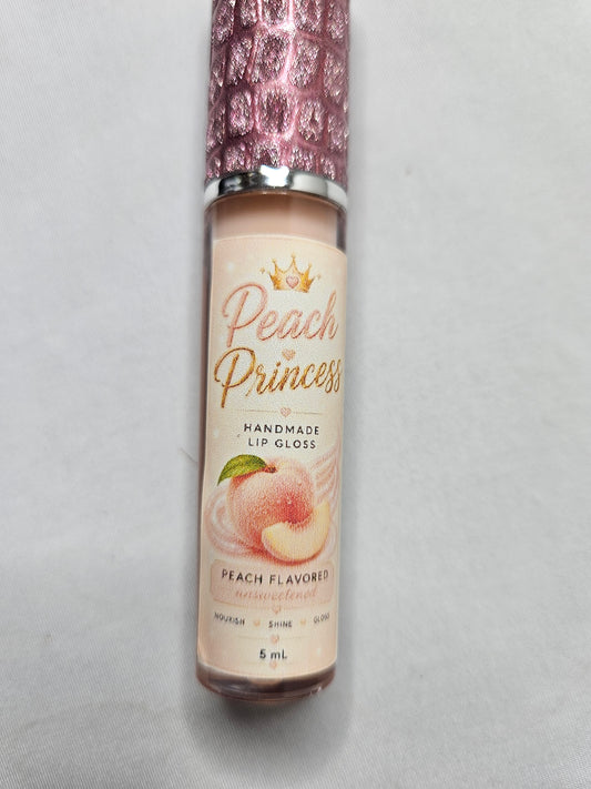 Peach Princess Lip Gloss – Peach Flavored Unsweetened Gloss with Vitamin E Oil & Cosmetic Mica, 5 mL