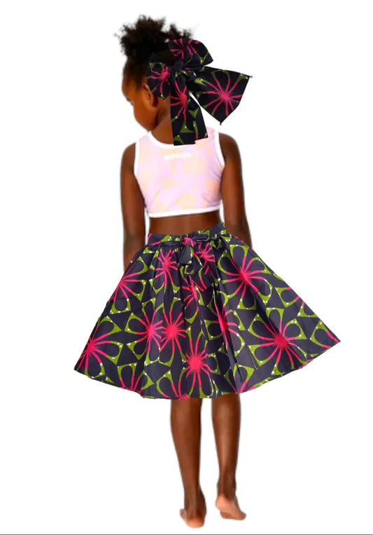 Kids / Girls Skirt & Scarf Set-Floral