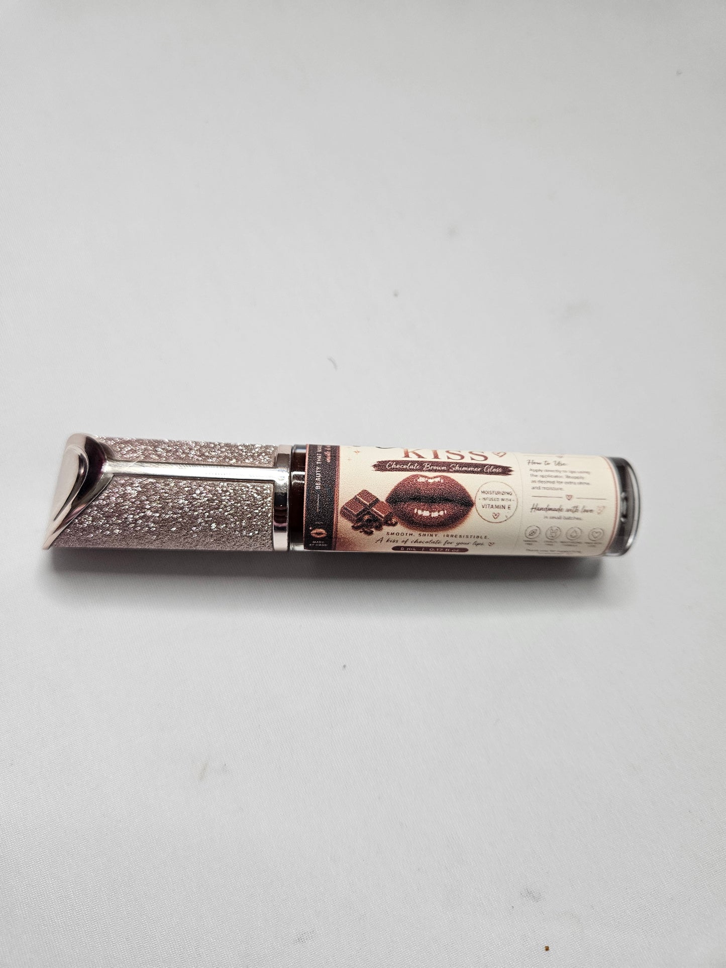 Chocolate Kiss Handmade Lip Gloss – Chocolate Brown Shimmer Lip Gloss | Moisturizing & Flavor Infused