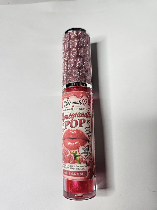 Pomegranate Pop Lip Gloss, Sparkling Pomegranate Lip Gloss, Handmade Shimmer Lip Gloss, Glossy Moisturizing Lip Gloss,5 mL