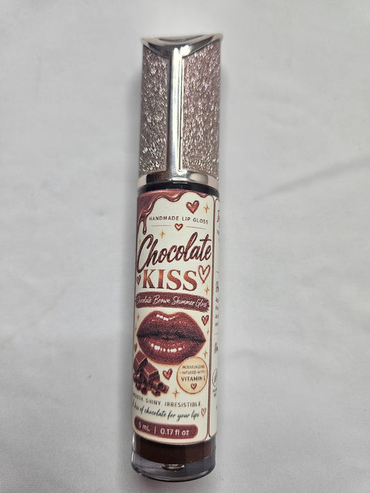 Chocolate Kiss Handmade Lip Gloss – Chocolate Brown Shimmer Lip Gloss | Moisturizing & Flavor Infused