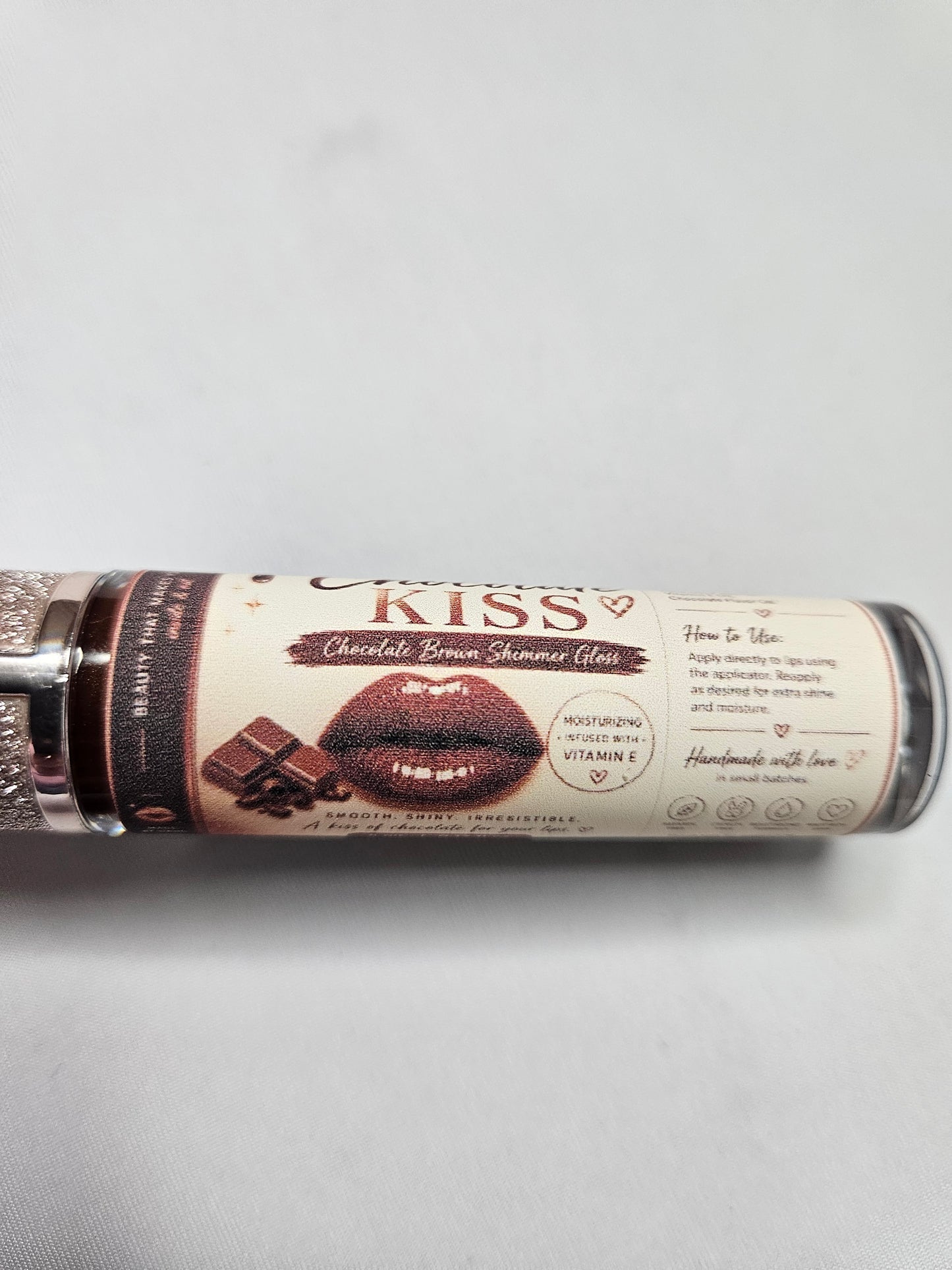Chocolate Kiss Handmade Lip Gloss – Chocolate Brown Shimmer Lip Gloss | Moisturizing & Flavor Infused
